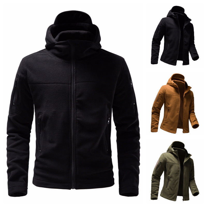 Herren Fleecejacke mit Kapuze und funktionalen Taschen Drune