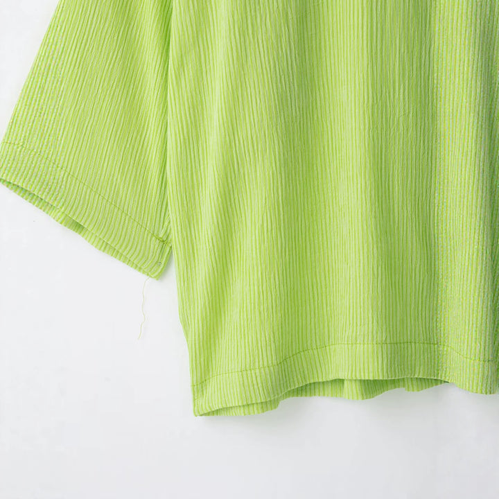 Damen Oversize Hemdbluse aus Crinkle-Gewebe mit weiten Ärmeln und durchgehender Knopfleiste Drune