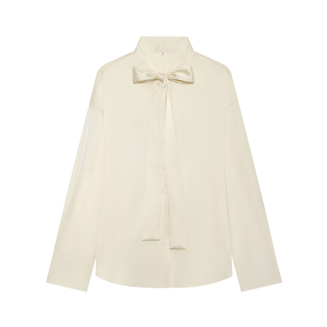 Damen Bluse mit Schleifenkragen und fließender Satin-Optik Drune