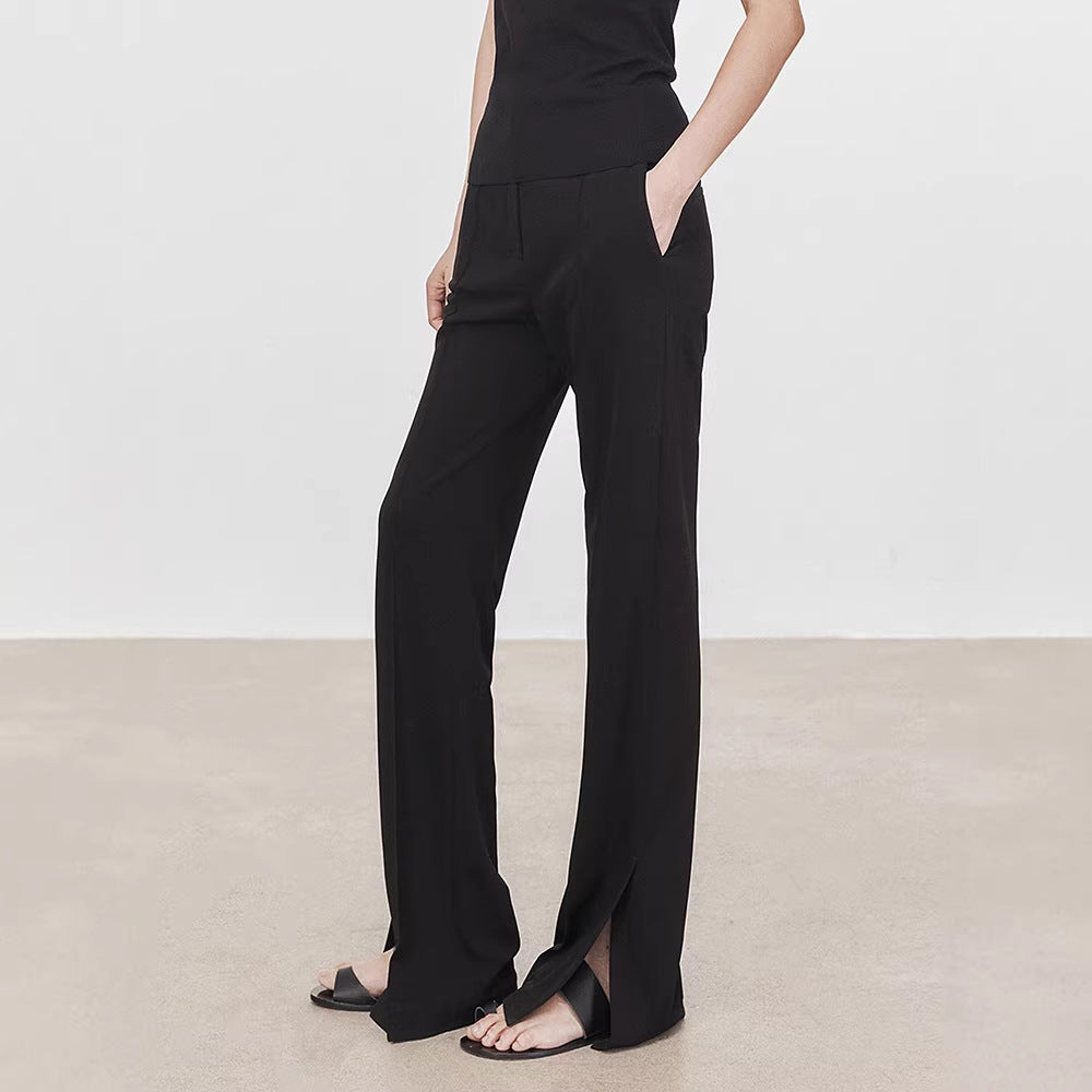 Damen elegante taillierte Anzughose mit Falten Drune