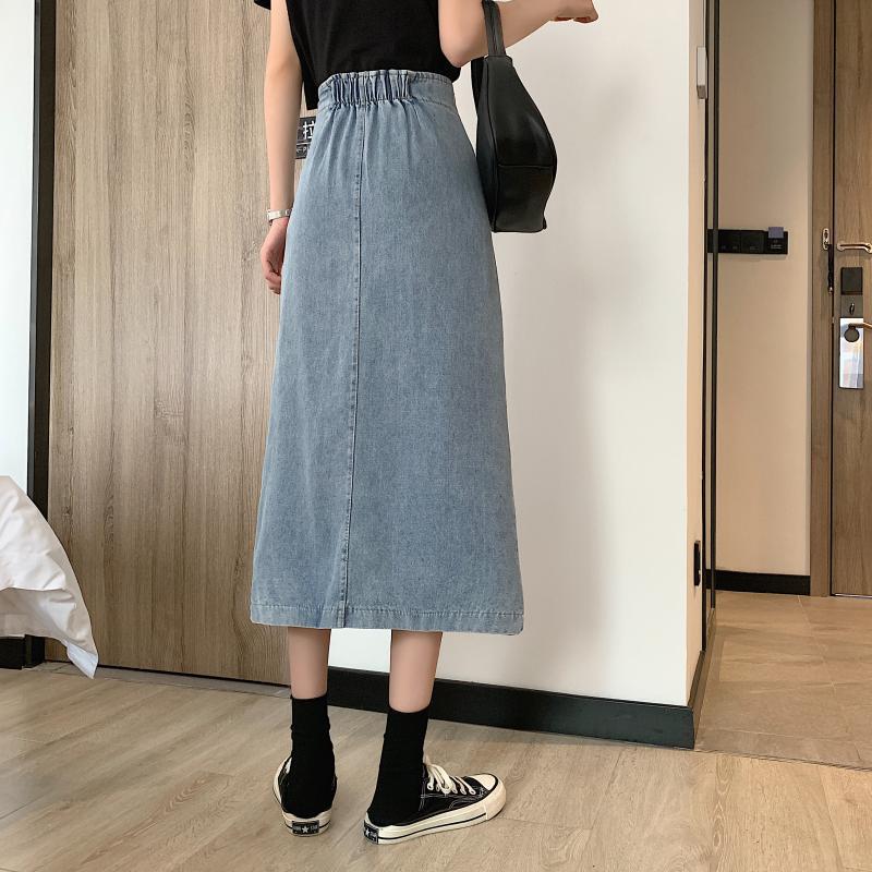 Damen Jeans-Midi-Rock mit seitlichem Schlitz Drune