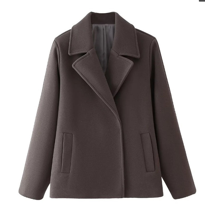 Damen 600+ kurzer oversized Wollmix‑Mantel mit weitem Schnitt und Reverskragen Drune