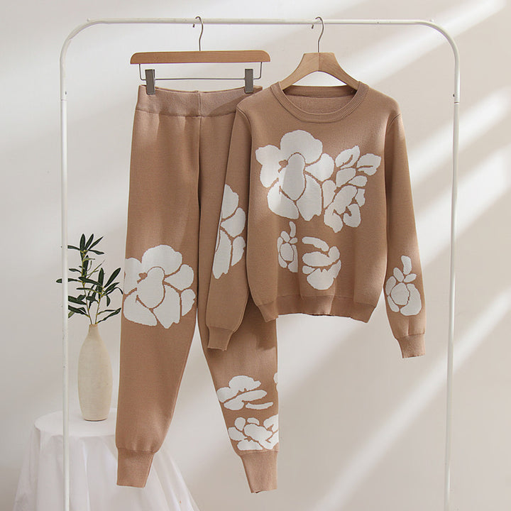 Damen Strickanzug mit floralen Designs Drune