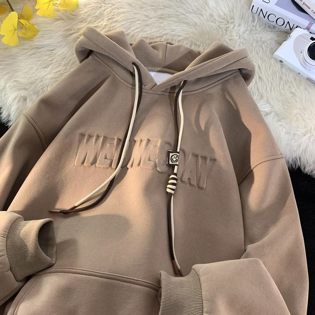 Damen modischer Kapuzenpullover mit auffälligem Schriftzug und hochwertigem Material Drune