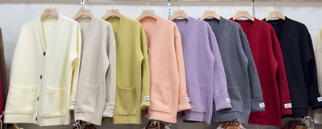 Damen Lässiger Oversized Cardigan mit großen Taschen und knöpfbaren Details Drune