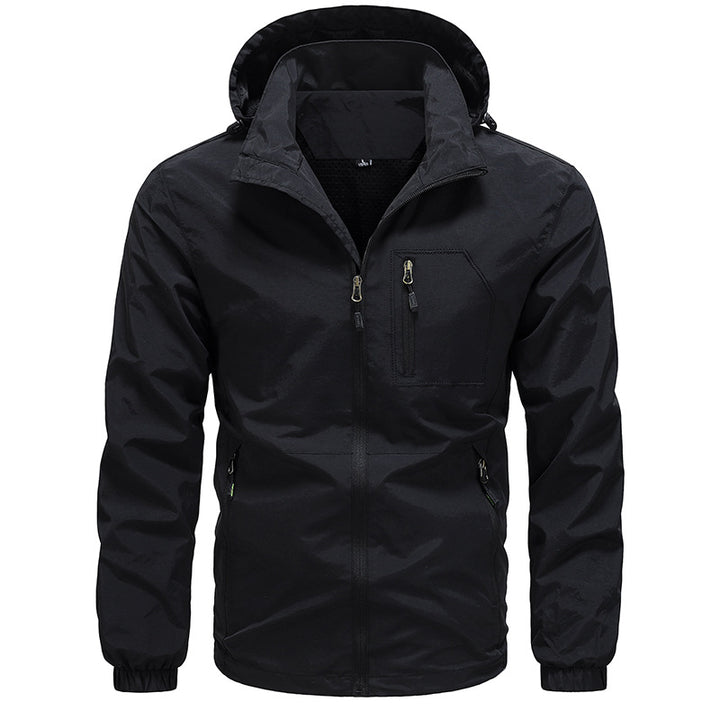 Herren Atmungsaktive ultraleichte Wind- und Regenjacke mit Mesh-Innenfutter und verdeckter Brusttasche Drune