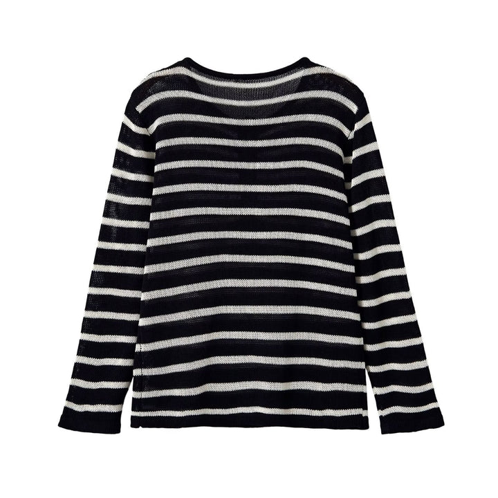 Damen Gestreifter Leichter Feinstrick‑Henley mit Knopfleiste Drune