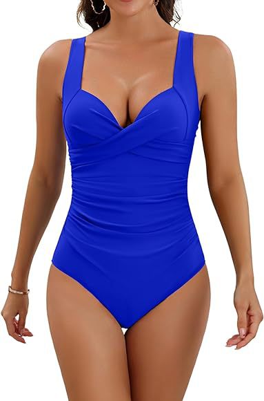Damen Einteiliger Badeanzug mit elegantem Wickel-Design und stützenden Trägern Drune