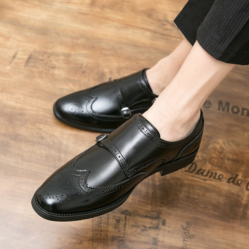 Herren elegante Doppelmonks mit Brogue-Lochung und gepolstertem Komfortfußbett Drune