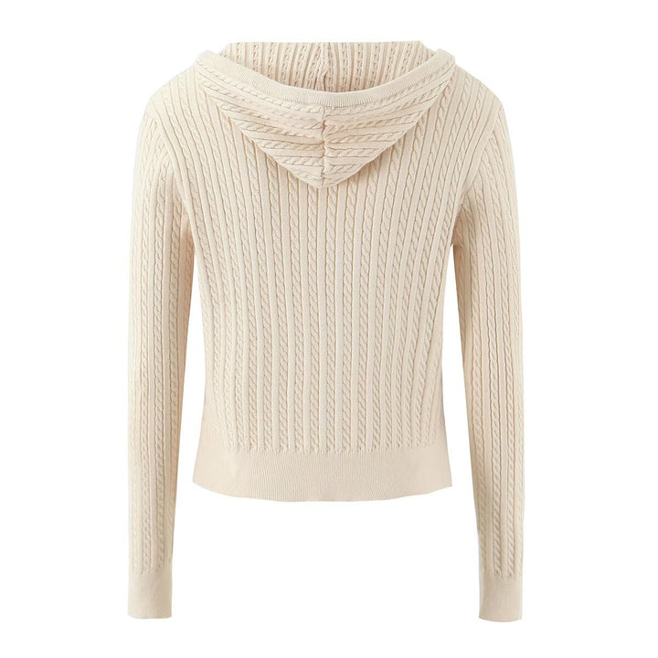 Damen kuschelige Strickjacke mit Kapuze und Reißverschluss Drune