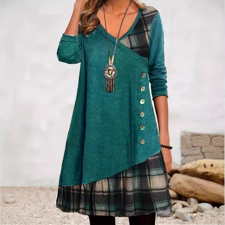Drune | Klassischer Look Karierte Langarmkleid