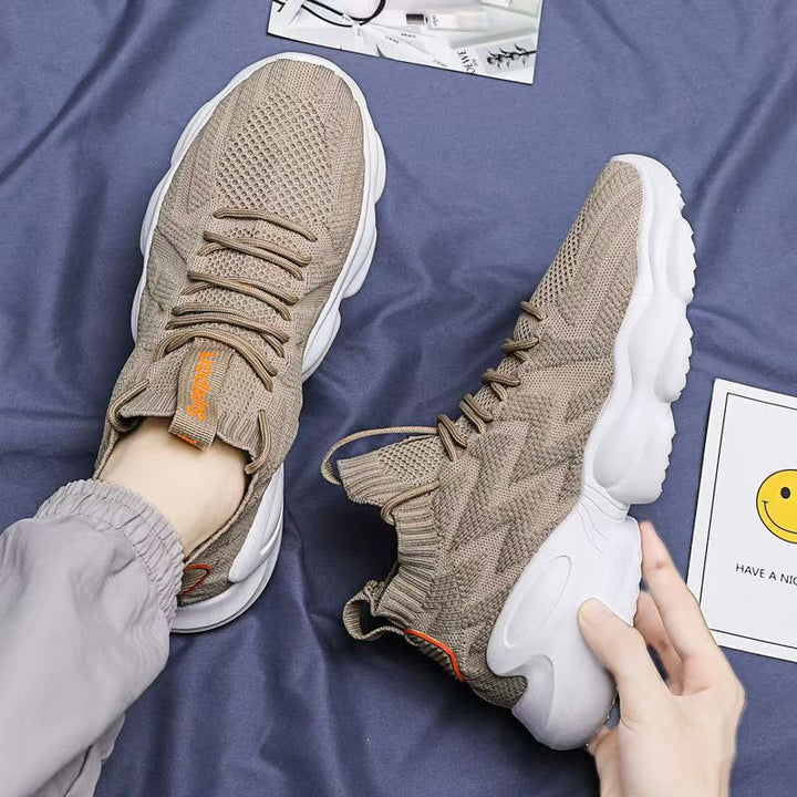 Damen Sportliche Rundsocken Sneakers mit atmungsaktiver Strickoberfläche und dynamischem Design Drune