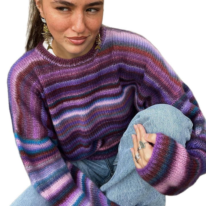 Damen gestrickter Farbverlauf Pullover Drune