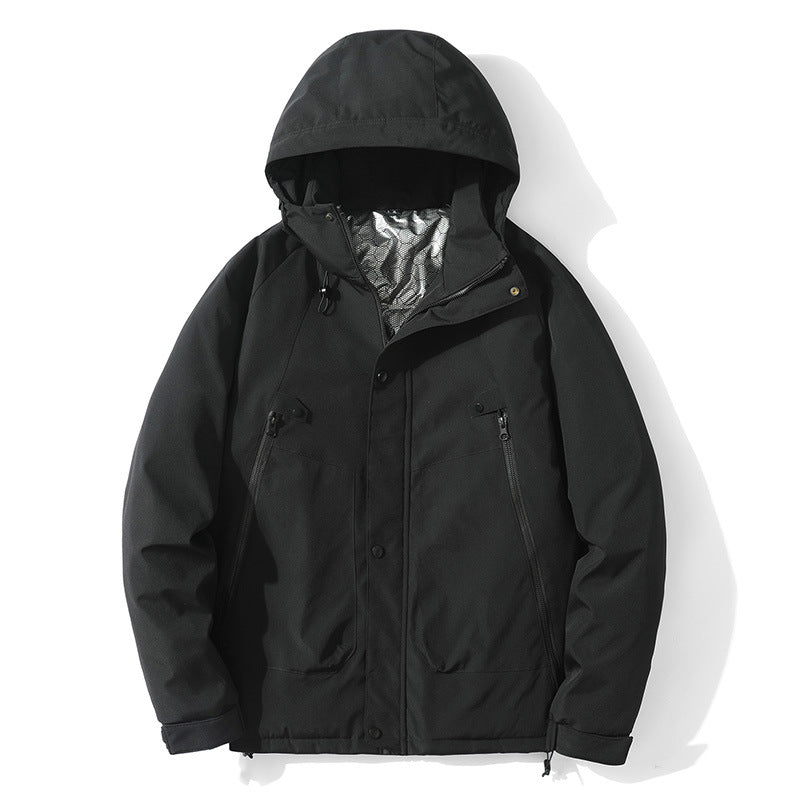 Herren Leichte Kapuzenjacke aus Softshell mit Thermofutter und minimalistischen Reißverschlusstaschen Drune