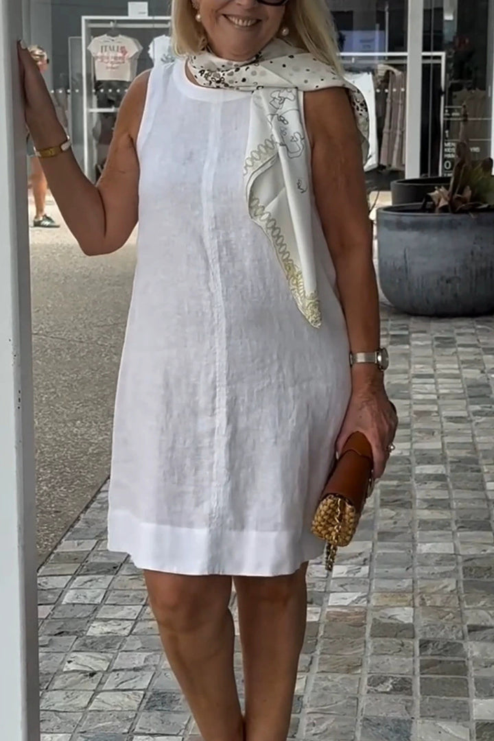 Damen Leichtes Sommerkleid aus Baumwoll-Leinen-Mix mit klassischem Schnitt Drune