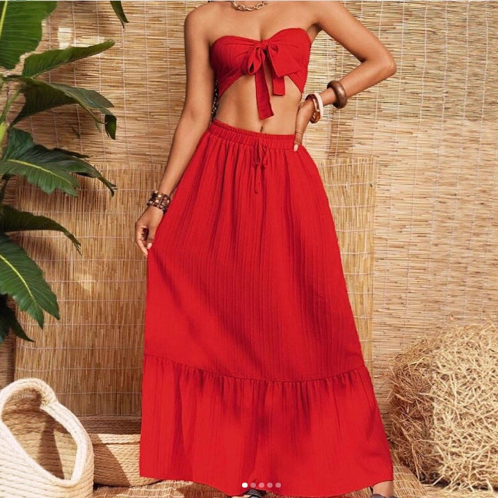 Damen Bandeau Zweiteiler mit weitem Rock Drune