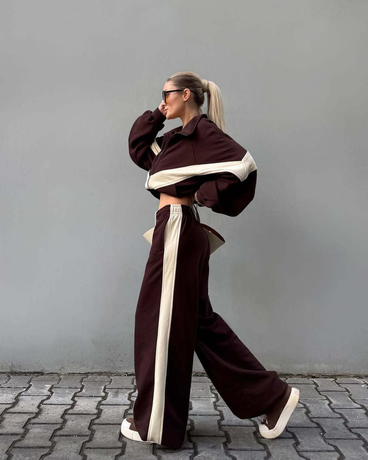 Damen leichte Oversize-Windbreakerjacke mit Kontrastpanelen, Tunnelzugbund und elastischen Bündchen Drune