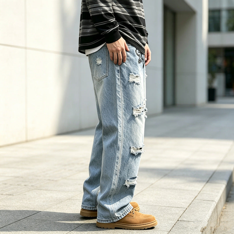 Herren Modische Ripped Jeans Drune