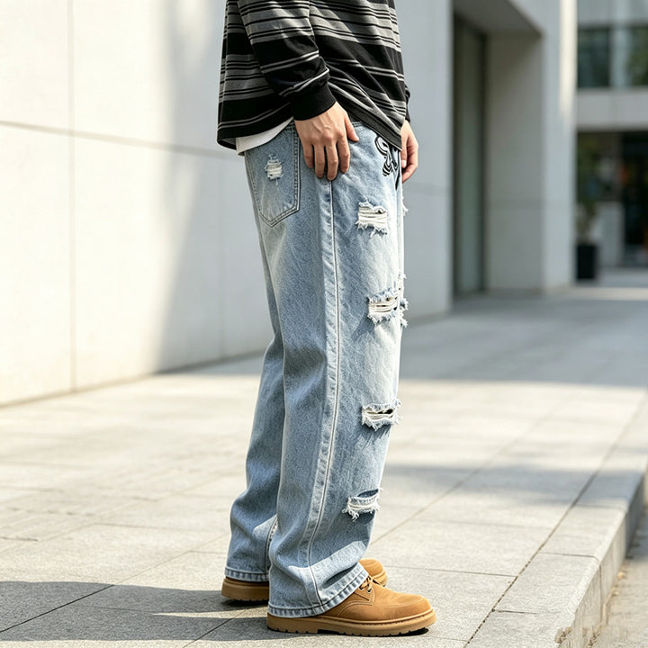 Herren Modische Ripped Jeans Drune