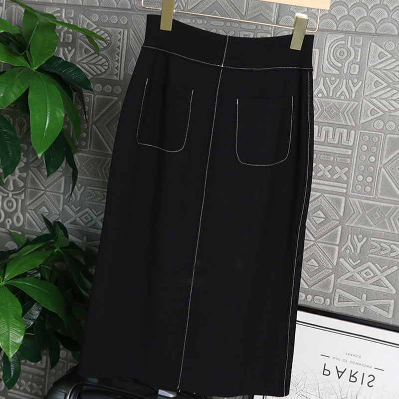 Damen Eleganter Midi-Rock mit Schlitzen Drune