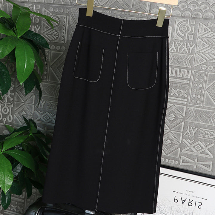Damen Eleganter Midi-Rock mit Schlitzen Drune