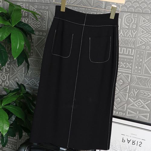Damen Eleganter Midi-Rock mit Schlitzen Drune