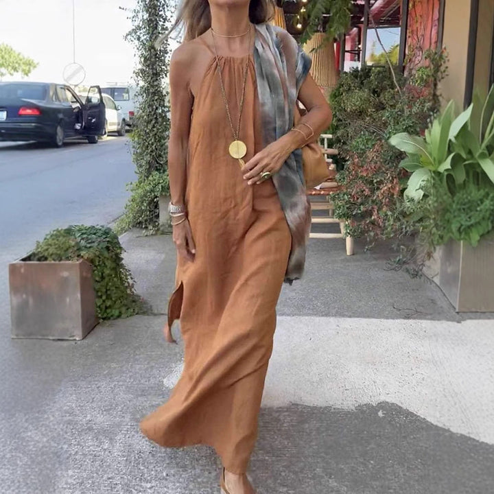 Damen Maxikleid mit Spaghettiträgern und elegantem fließendem Schnitt Drune
