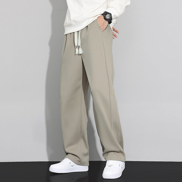 Herren Locker-weit geschnittene Lounge-Jogginghose mit Baumwoll-Fleece-Innenfutter und verstellbarem Kordelzug Drune
