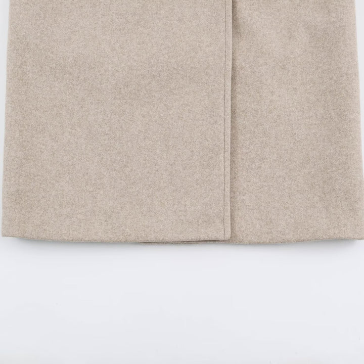 Damen Midilanger Wollmix-Doppelreihenmantel mit weitem Revers und Eingrifftaschen Drune
