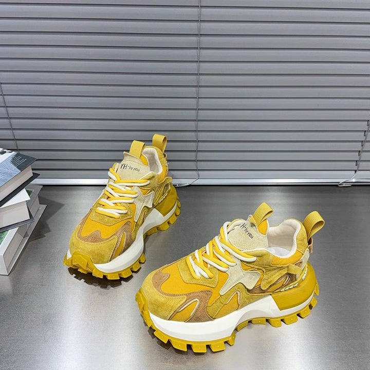 Damen Chunky Sneakers mit ausgeprägter Profilsohle und atmungsaktiver Oberflächenstruktur Drune