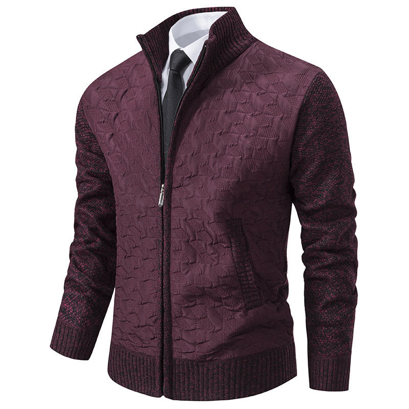 Herren elegante Hybridjacke mit Steppdesign und raffinierten Strickärmeln Drune