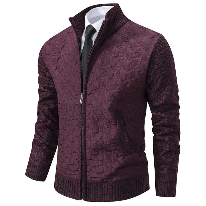 Herren elegante Hybridjacke mit Steppdesign und raffinierten Strickärmeln Drune