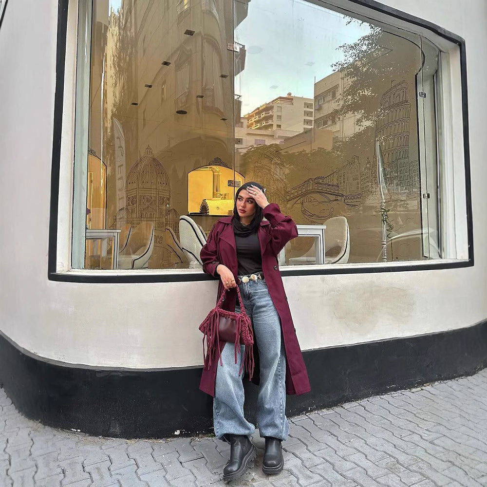 Damen trendiger Trenchcoat mit stilvollem Schnitt und praktischen Taschen Drune