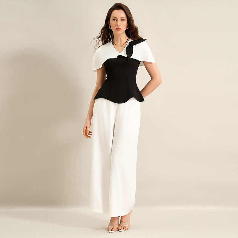Damen Elegantes Top mit asymmetrischen Ärmeln Drune