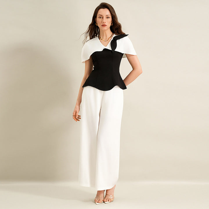Damen Elegantes Top mit asymmetrischen Ärmeln Drune