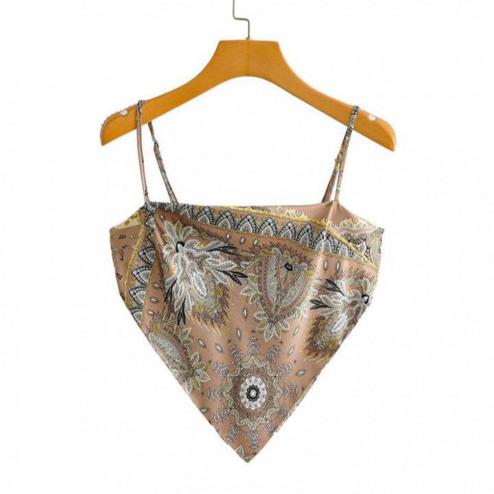 Femme Artistic Bandana Stil Crop Top Drune
