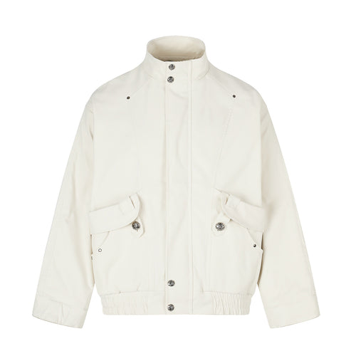 Damen Kurzer Boxy‑Bomber mit hohem Funnelkragen, Utility‑Pattentaschen und elastischem Saum Drune