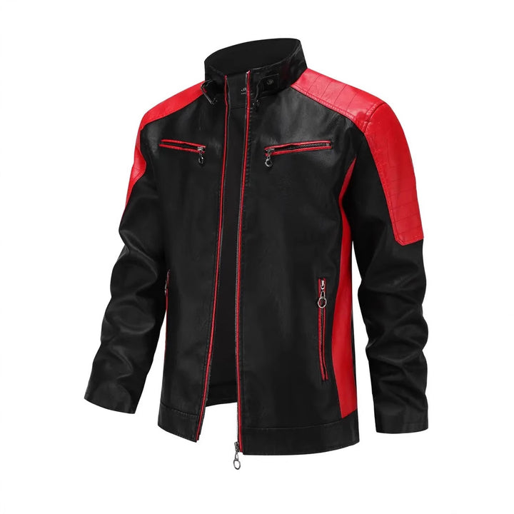 Herren Sportliche Kunstlederjacke mit Reißverschluss Drune