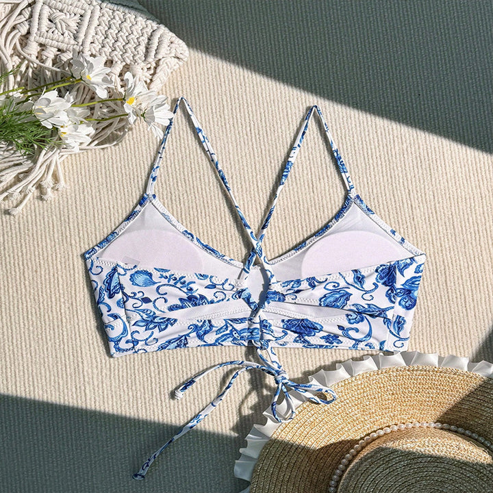 Damen sportliches Bikinioberteil mit verspieltem Blumendesign Drune