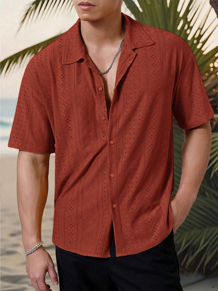 Herren Kurzarmhemd mit strukturiertem Design und atmungsaktivem Material Drune
