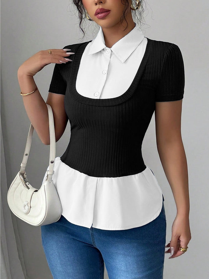 Damen Elegantes Oberteil mit fließendem Saum Drune