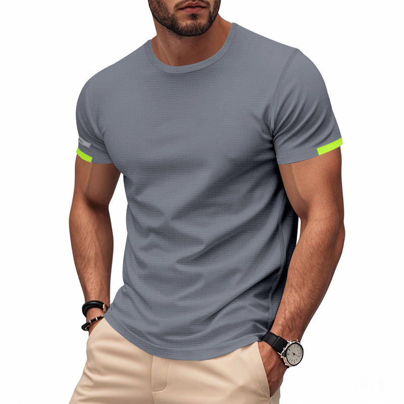 Herren nan athletisches Kurzarm Baumwolljersey T-Shirt mit Rundhalsausschnitt und reflektierenden Ärmeldetails Drune
