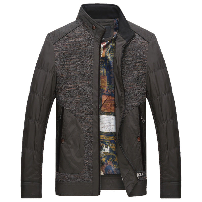 Herren Stepp- und Strickmix-Freizeitjacke mit Stehkragen und gemustertem Innenfutter Drune