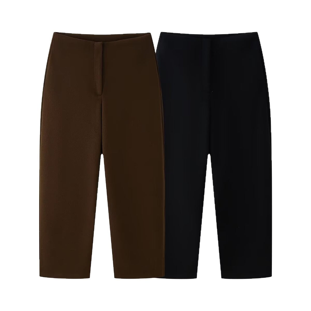 Damen Hochtaillierte Culotte-Hose mit geradem Bein und verdecktem Verschluss Drune