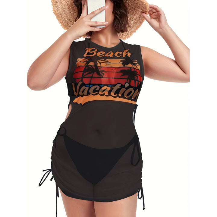 Damen Strandkleidung mit seitlichen Raffung und stylischem Print Drune