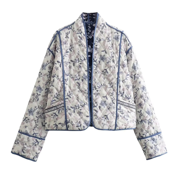 Damen gemusterte Steppjacke mit elegantem Schnitt und dekorativen Details Drune