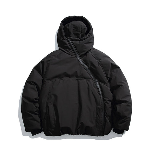 Unisex Wattierte Oversize Steppjacke mit asymmetrischem Reißverschluss Drune