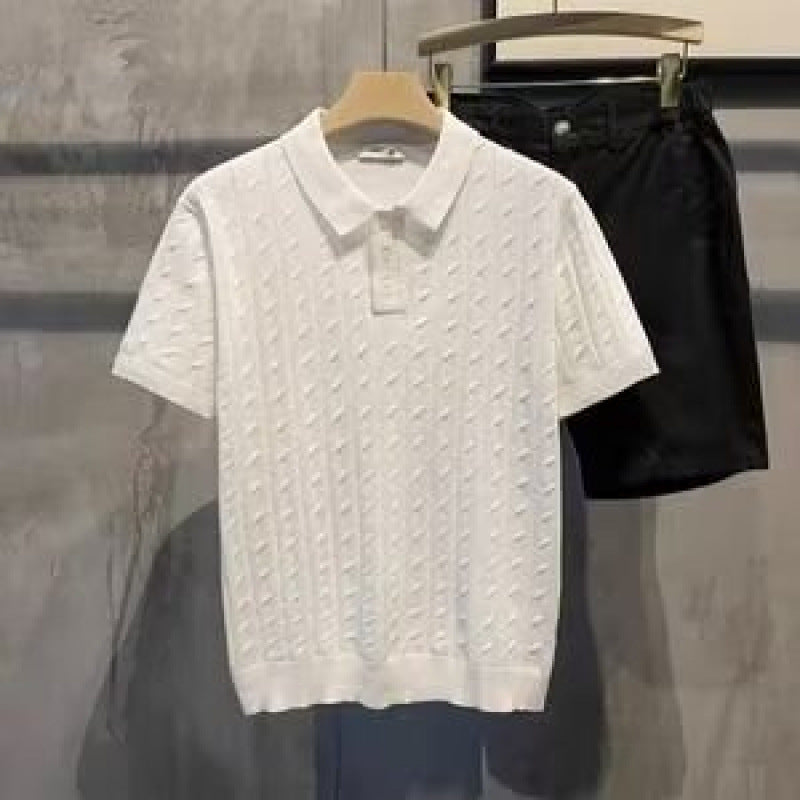 Herren Elegantes Kurzarm-Polohemd mit strukturiertem Design Drune