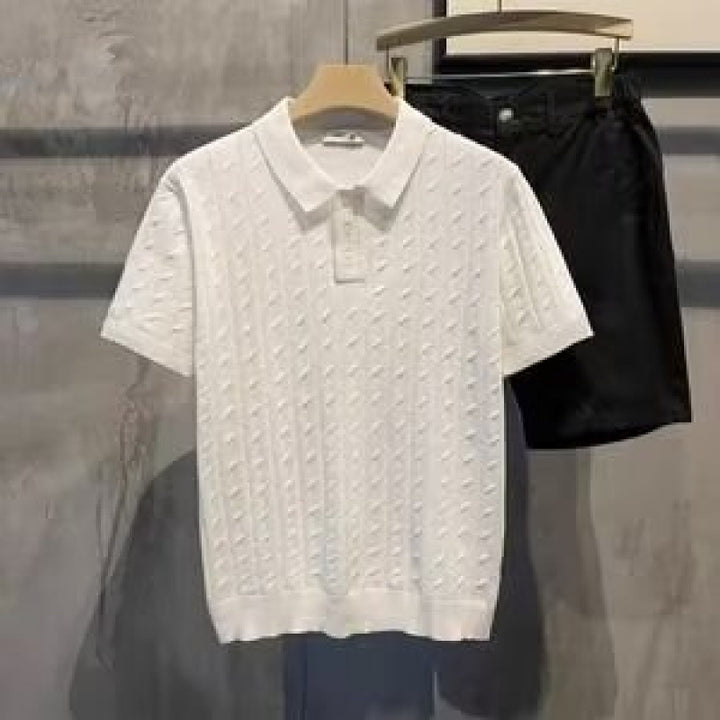 Herren Elegantes Kurzarm-Polohemd mit strukturiertem Design Drune