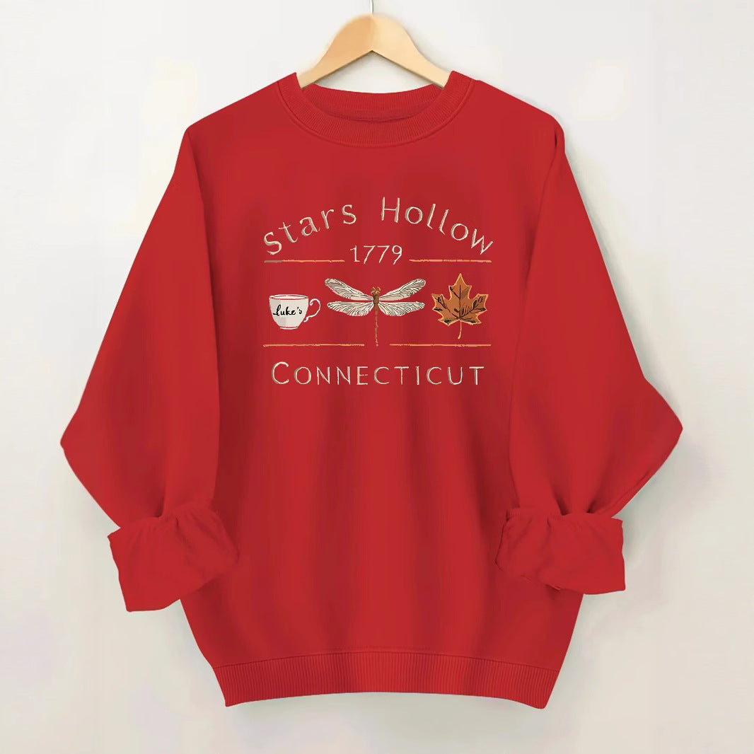 Damen Sweatshirt mit kreativem Stars Hollow Motiv Drune